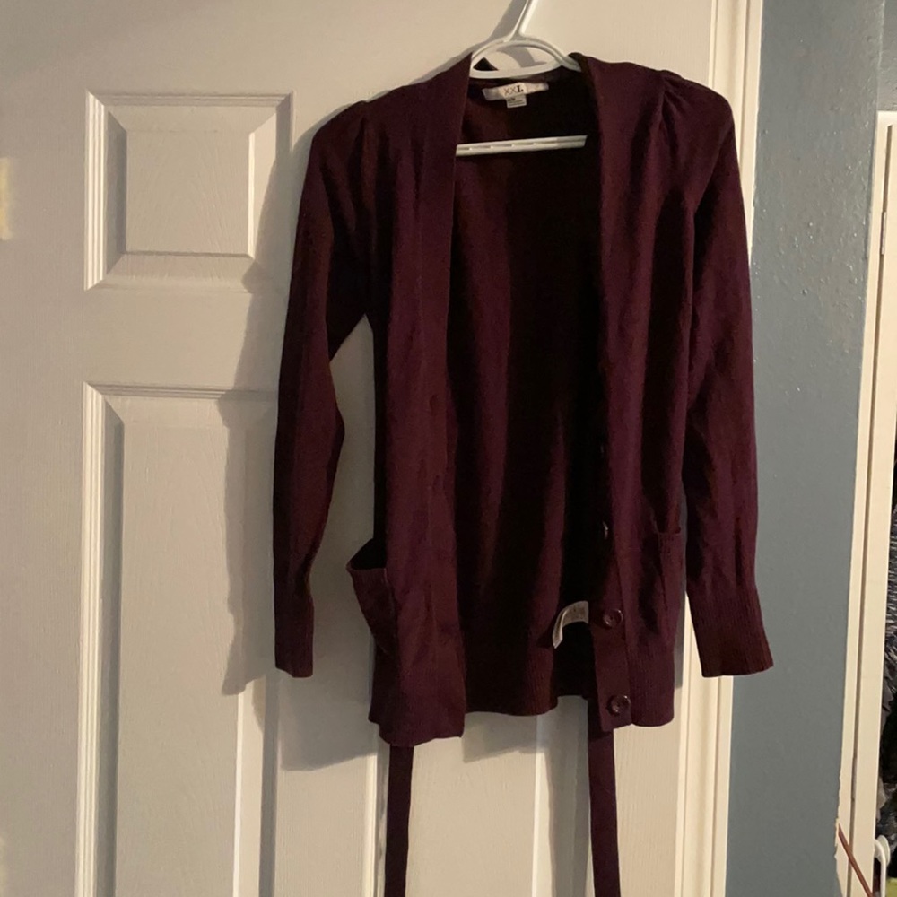 Deep burgundy plum cardigan sweater